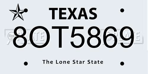 8OT5869 Texas License Plate