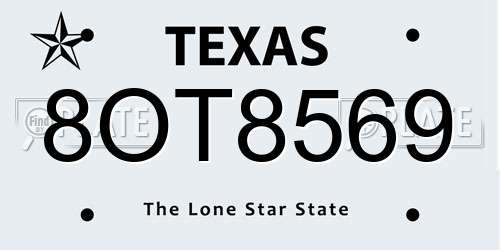 8OT8569 Texas License Plate