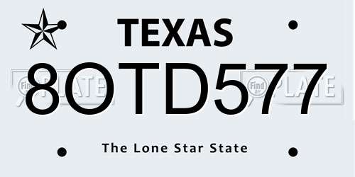 8OTD577 Texas License Plate
