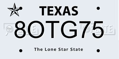 8OTG75 Texas License Plate