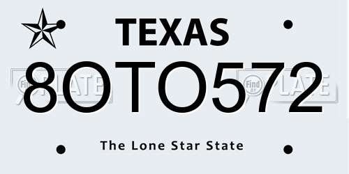 8OTO572 Texas License Plate