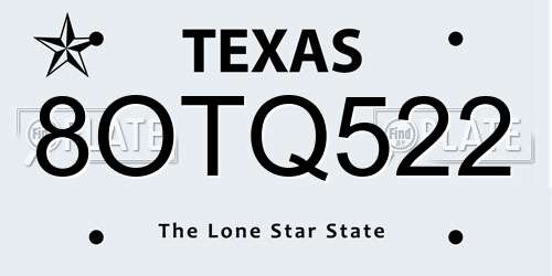 8OTQ522 Texas License Plate