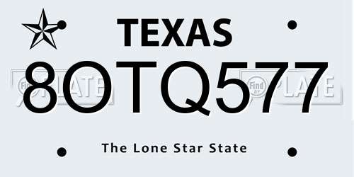 8OTQ577 Texas License Plate