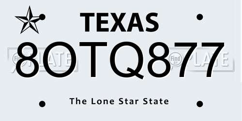 8OTQ877 Texas License Plate