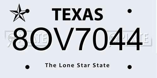 8OV7044 Texas License Plate