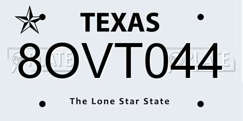8OVT044 Texas License Plate