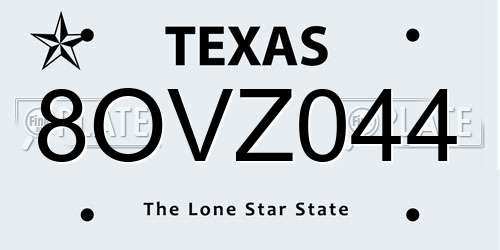 8OVZ044 Texas License Plate