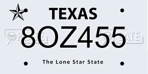 8OZ455 Texas License Plate