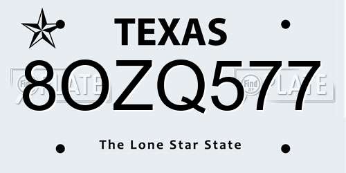 8OZQ577 Texas License Plate