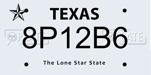8P12B6 Texas License Plate