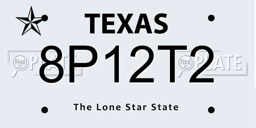 8P12T2 Texas License Plate