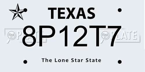 8P12T7 Texas License Plate