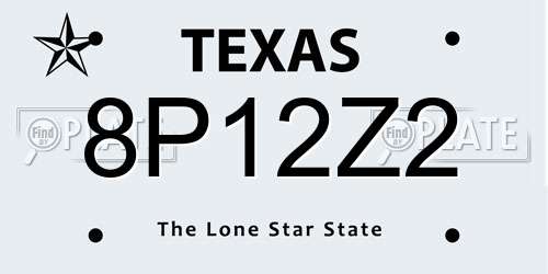 8P12Z2 Texas License Plate