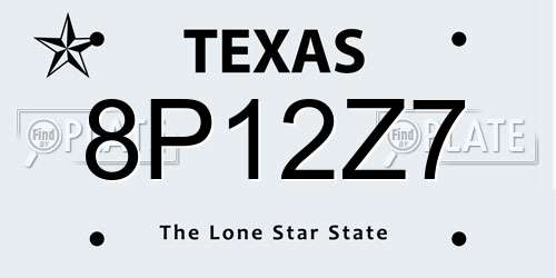 8P12Z7 Texas License Plate