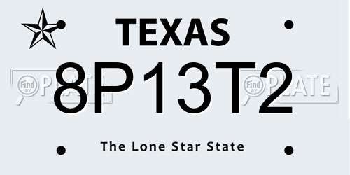 8P13T2 Texas License Plate