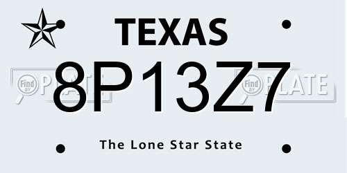8P13Z7 Texas License Plate