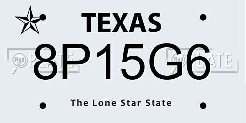 8P15G6 Texas License Plate