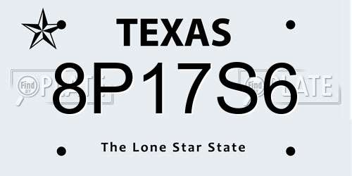 8P17S6 Texas License Plate