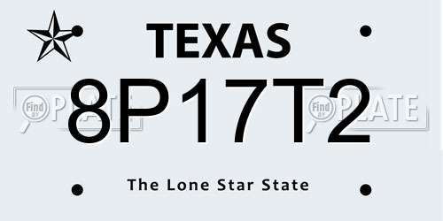 8P17T2 Texas License Plate