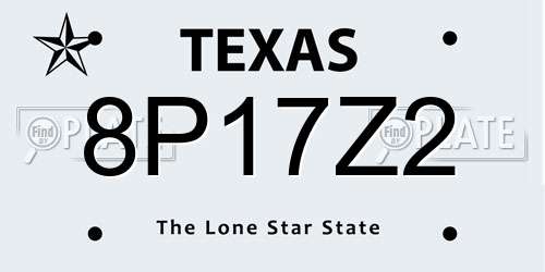8P17Z2 Texas License Plate