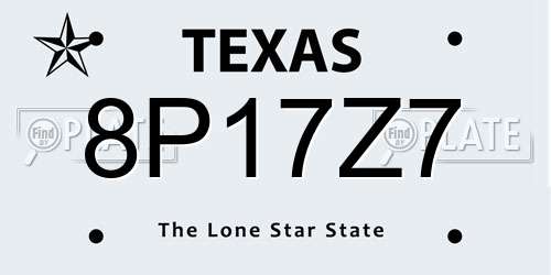 8P17Z7 Texas License Plate