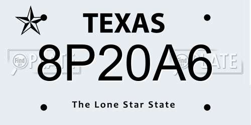 8P20A6 Texas License Plate
