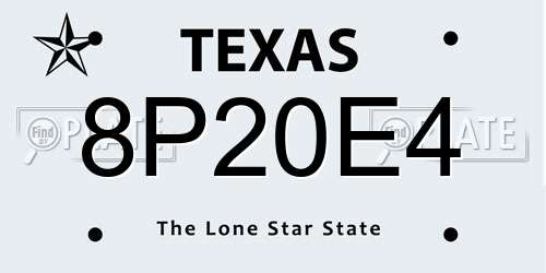 8P20E4 Texas License Plate