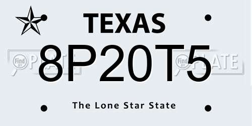 8P20T5 Texas License Plate