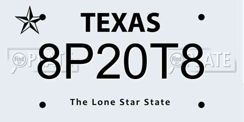 8P20T8 Texas License Plate