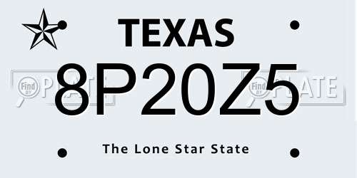 8P20Z5 Texas License Plate