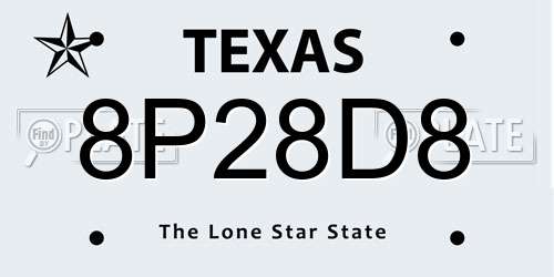 8P28D8 Texas License Plate