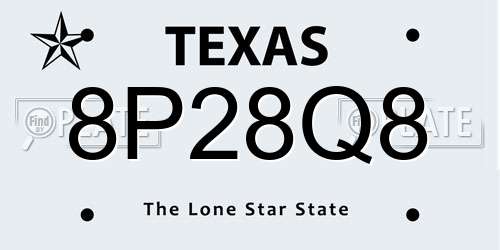 8P28Q8 Texas License Plate