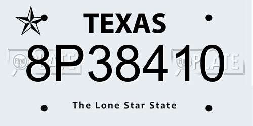 8P38410 Texas License Plate