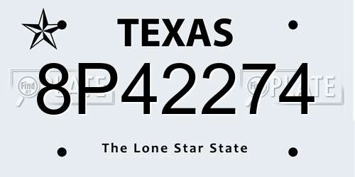 8P42274 Texas License Plate