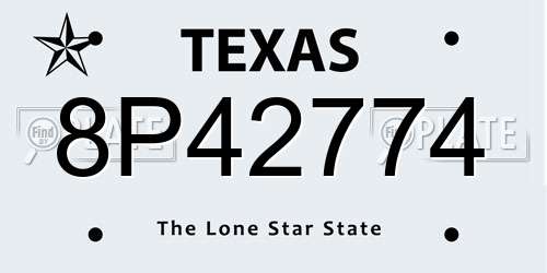 8P42774 Texas License Plate
