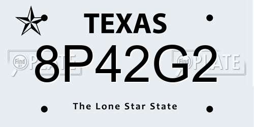 8P42G2 Texas License Plate