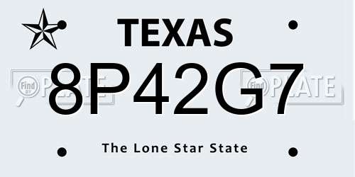 8P42G7 Texas License Plate