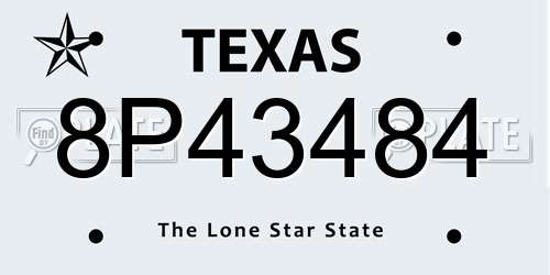 8P43484 Texas License Plate