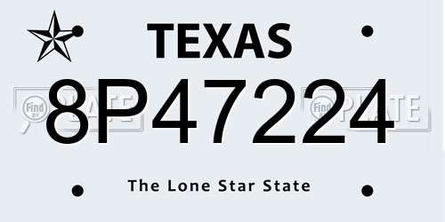 8P47224 Texas License Plate
