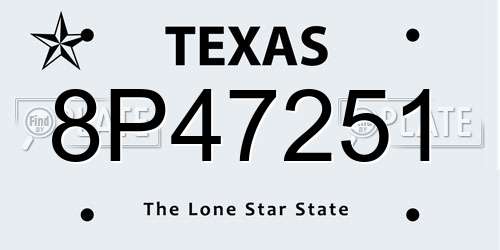 8P47251 Texas License Plate