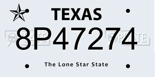 8P47274 Texas License Plate