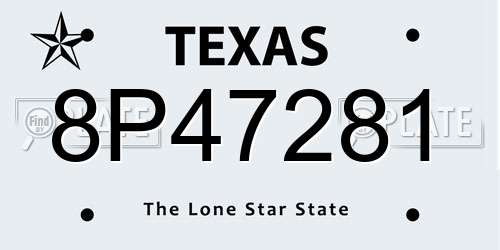 8P47281 Texas License Plate