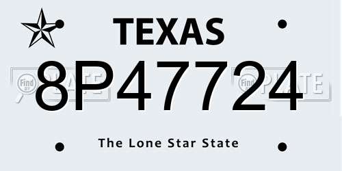 8P47724 Texas License Plate