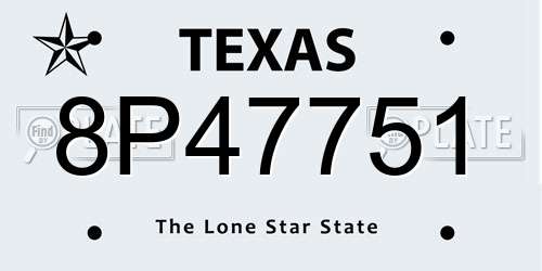 8P47751 Texas License Plate