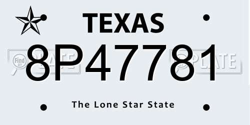 8P47781 Texas License Plate