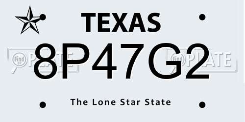 8P47G2 Texas License Plate