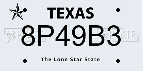 8P49B3 Texas License Plate