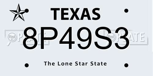 8P49S3 Texas License Plate