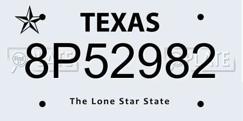 8P52982 Texas License Plate