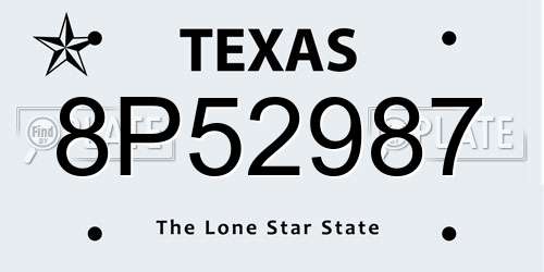 8P52987 Texas License Plate
